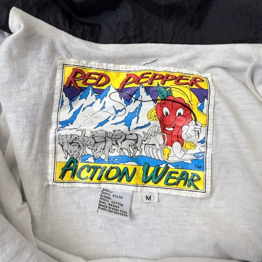 Vintage Red Pepper Action Wear Windbreaker Jacket Colorblock 80s 90s Neon Medium